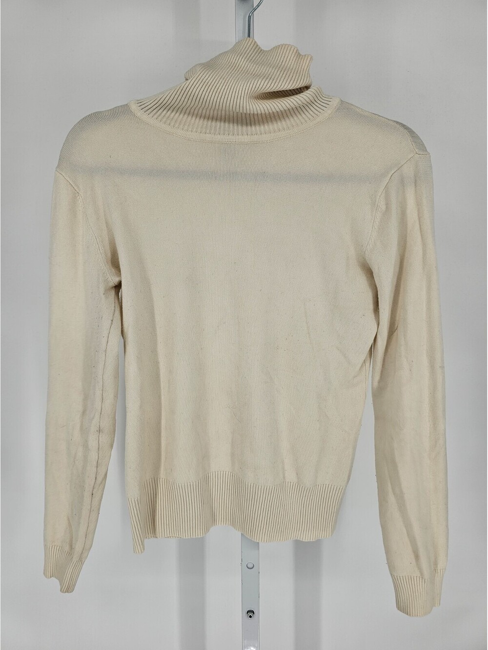 Vtg Melrose Chic Womens Sz S Turtleneck Sweater Cream Ivory Ribbed